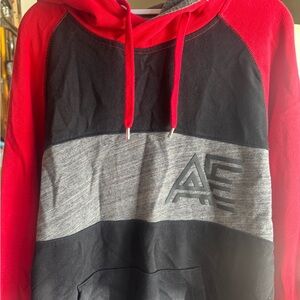 American Eagle Outfitters Men's Red and Black Hoodie